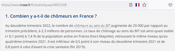 Combien y-t-il de chômeur Nombre de chomeur